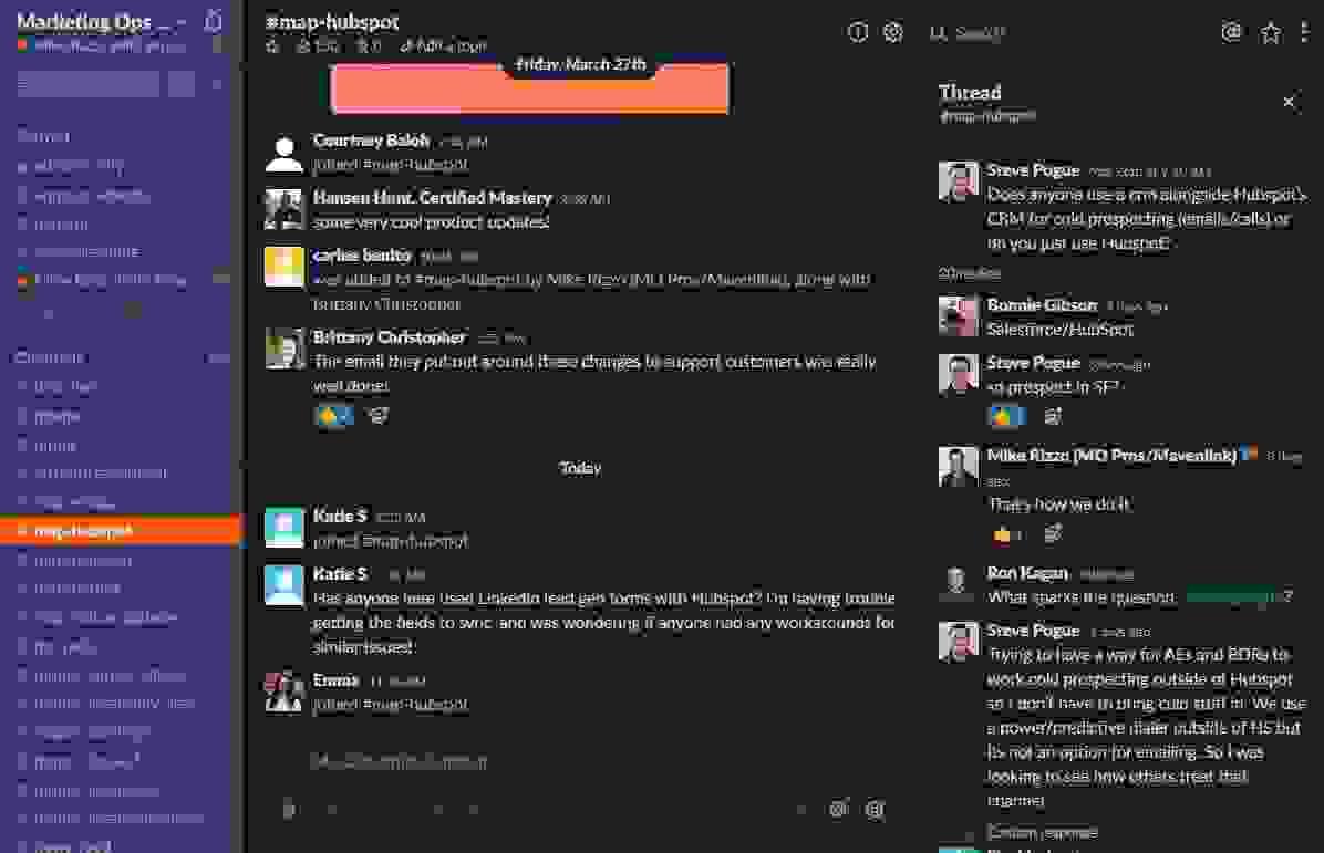 A screenshot of the MoPros Slack Chat