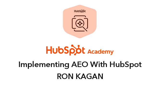 HubSpot Academy Implementing AEO With HubSpot certification badge